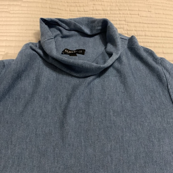 Eileen Fisher High Low Women Long Sleeve Cowl Neck Tunic Sweater Blue Size Large - Picture 6 of 12